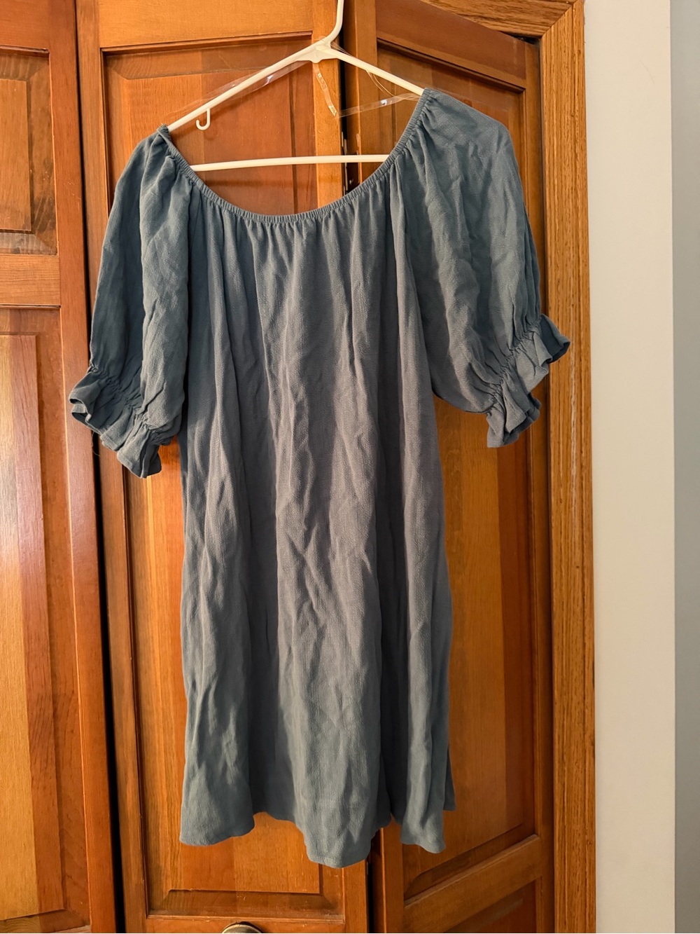 La Hearts Slate Blue Off-Shoulder Tunic Top